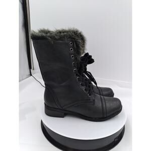 LACE UP FAUX FUR WOMENS WINTER BOOTS size 8.5